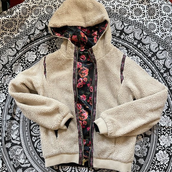 Floral fluffy reversible Jacket Child Medium - Picture 3 of 4